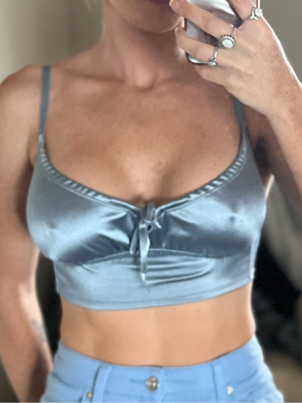 Forever 21 Satin Bralette in Shimmery Blue